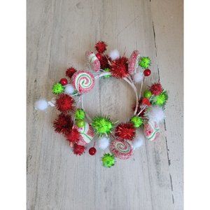 Mini candy peppermint glitter wreath Xmas decor